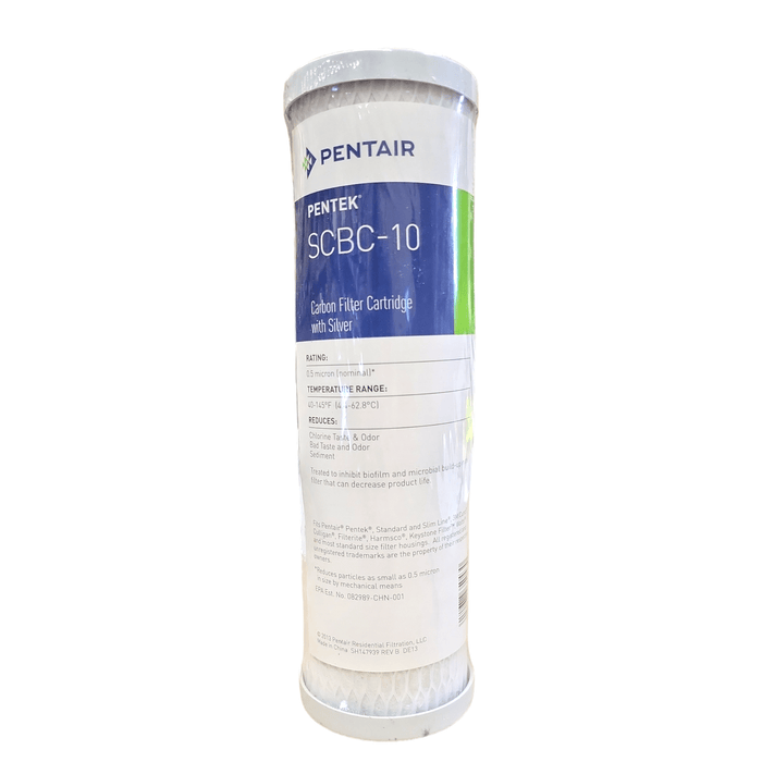 Pentek SCBC-10 Carbon Water Filter, 10-Inch, Under Sink Silver-Impregnated Carbon Block Replacement Cartridge, 10" x 2.5", 0.5 Micron CBC/CBR2 Series 10"x2.5" Carbon Block Pentek By Pentair