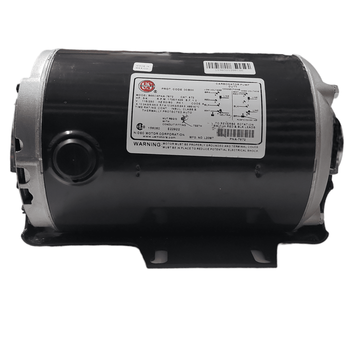 US Motors (Nidec) 872 - Carbonator Pump Motor - 1 ph, 3/4 hp, 1800 rpm, 115/230 V, 48Z Frame, ODP Enclosure, 50/60 Hz Motors US Motors