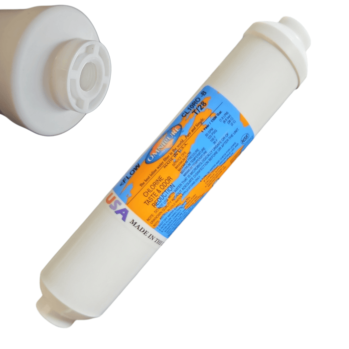 Omnipure CL10ROT/28-B GAC Inline Filter, Carbon GAC - 10 x 2 1/4 FPT Filter GAC| Chlorine |1/4" Female FPT Omnipure 1 Pack