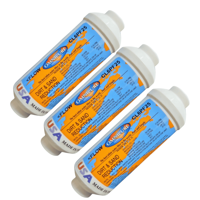 Omnipure CL6PF25 Dirt & Sand Reduction 6" x 2" for 1/4" NPT Omnipure 6"Dirt & Sand Reduction Omnipure 3 Pack