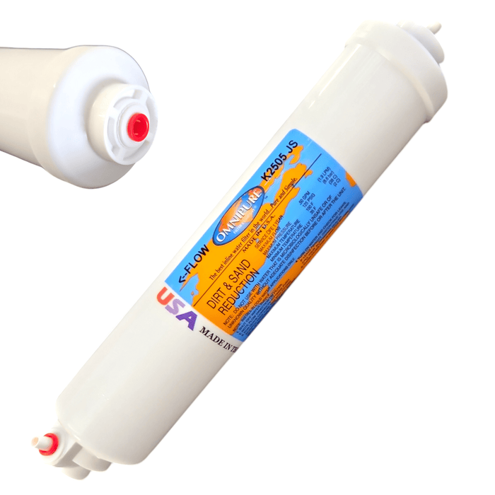 Omnipure K2505-JS Dirt & Sand Reduction 10"x 2" for 1/4" QC elbow/straight Dirt & Sand Removal 1/4" Quick Connect Omnipure 1 Pack