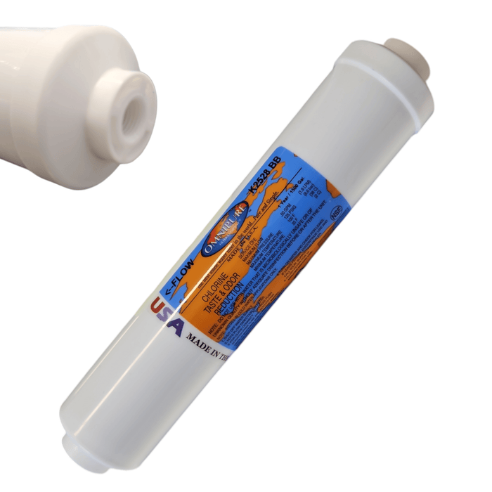 Omnipure K2528-BB Inline GAC 10" x 2" Postfilter 1/4"FPT GAC| Chlorine |1/4" Female FPT Omnipure 1 Pack
