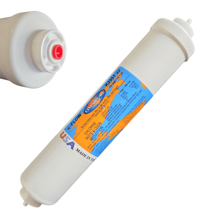 Omnipure K2551-JJ Inline GAC 10" x 2" Postfilter 1/4"QC GAC| Chlorine Removal 1/4"QC Omnipure 1 Pack