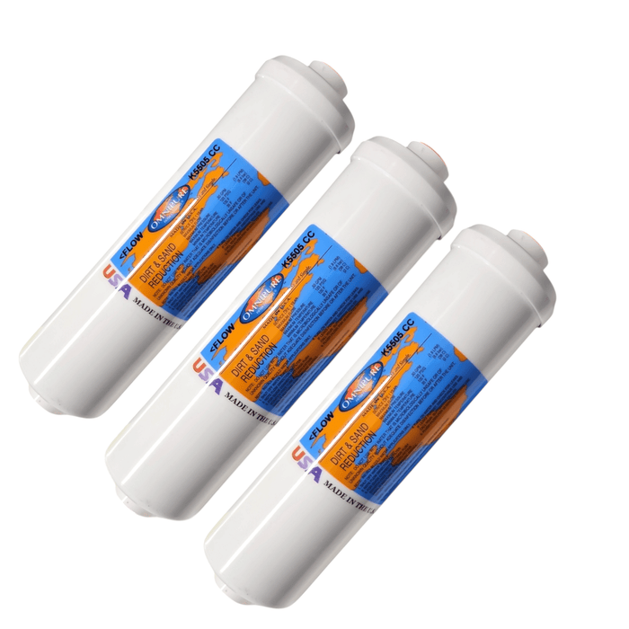 Omnipure K5505-CC Sediment- Dirt and Sand Reduction 2.5" X 10" 5 Micron - 3/8"FPT Dirt & Sand Removal|3/8"FPT Omnipure 3 Pack