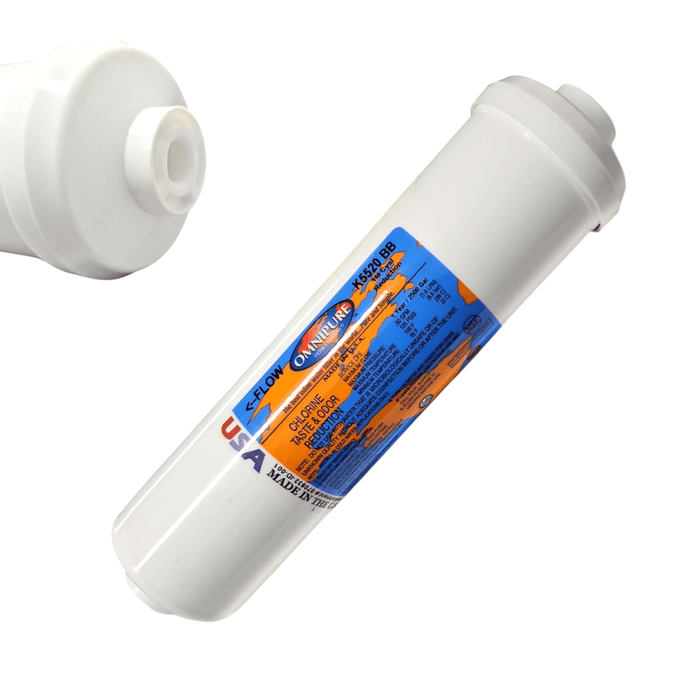 Omnipure K5520-BB Inline Carbon Block 1mic CTO/Lead/Cyst - 10 x 2.5 1/4 FPT Filter Carbon Block| Chlorine |Lead |Cyst 1/4"FPT Omnipure 1 Pack