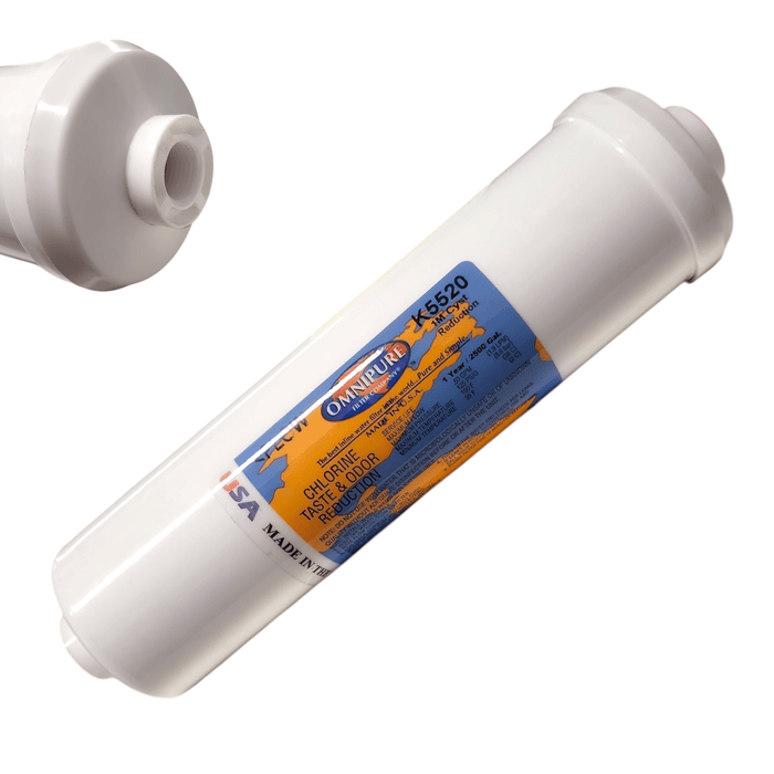 Omnipure K5520 CC Inline Carbon Block 1mic CTO/Cyst - 10" x 2.5" 3/8" Female Port Thread (Copy) Carbon Block| Chlorine |Lead| Cyst 3/8" Omnipure 1 Pack