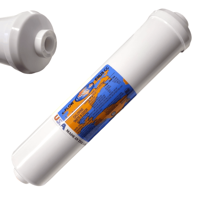 Omnipure K5628-CC Inline GAC 12" x 2.5" Postfilter 3/8"FPT GAC| Chlorine Removal | 3/8" Female Port Omnipure 1 Pack