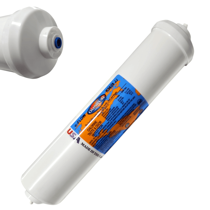 Omnipure K5628-JJ Inline GAC 12" x 2.5" Postfilter 1/4" Quick Connect GAC| Chlorine Removal|1/4"QC Omnipure 1 Pack
