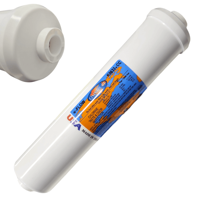 Omnipure K5633-CC Inline GAC 12" x 2.5" Postfilter 3/8"FPT GAC| Chlorine Removal|3/8"FPT Omnipure 1 Pack