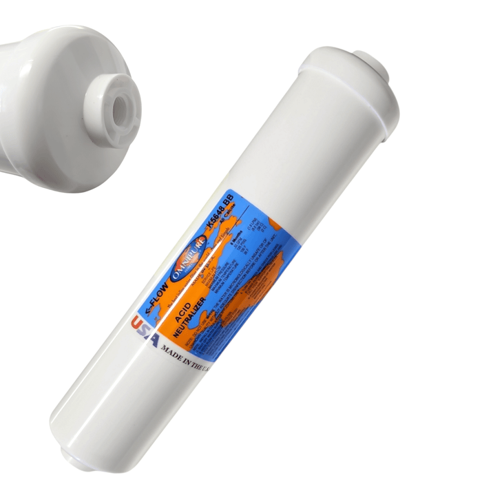 Omnipure K5648-BB Inline All Calcite 12" x 2.5" Port 1/4" FPT All Calcite | Acid Neutralizer 1/4"FPT Omnipure 1 Pack