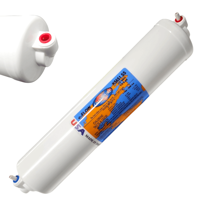 Omnipure K5651-SS 1/2 Sediment Filter 1/2 GAC Carbon media 1/4" Elbow Quick Connect Dirt & Sand Removal|1/4" Quick Connect Omnipure 1 Pack