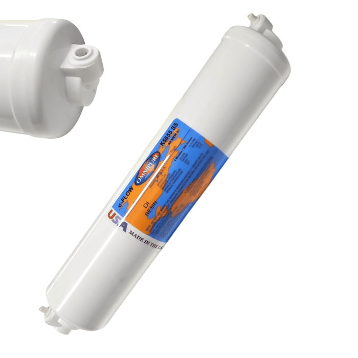 Omnipure K5655-SS DI RESIN 2.5"x12" Deionizing Mixed Bed Filter 1/4"QC DI Resin|Mixed Bed Lower TDS|1/4"QC Omnipure 1 Pack