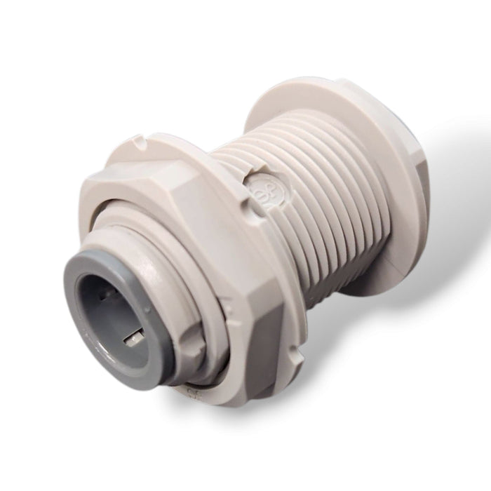 John Guest PI1216S Bulkhead Union - 1/2 x 1/2 BULKHEAD UNION Grey Acetal JOHN GUEST 1-PC