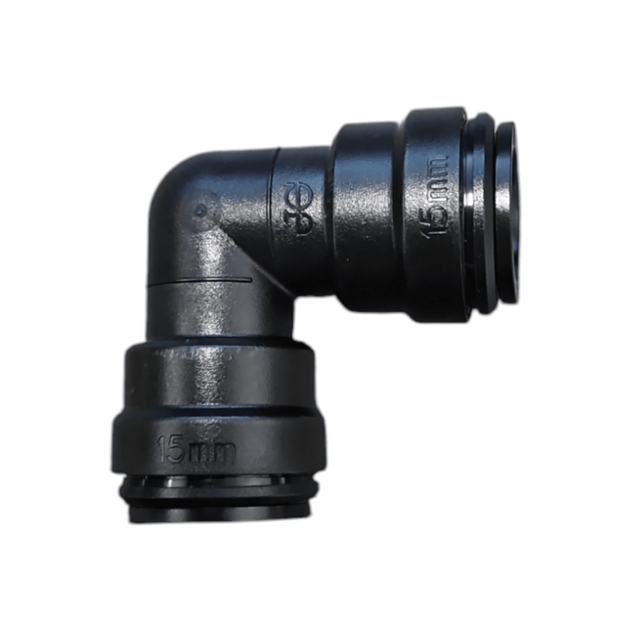 John Guest PM0315E Black Reducing Elbow Connector Size 15MM Metric Reducing Elbow Connector Black Acetal JOHN GUEST 1 Pack