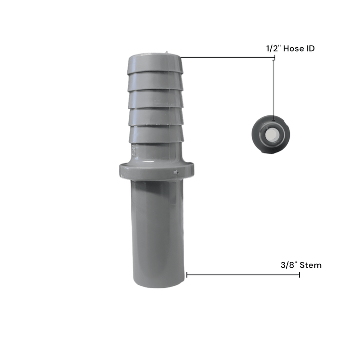 John Guest PI251216S Stem Barb Connector - 3/8 OD Stem x 1/2 ID Barb STEM TO HOUSE BARB Grey Acetal JOHN GUEST 1 Pack