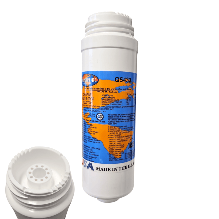 Omnipure Q5433 Granular Carbon Filter GAC T33 2.5" x 8" GAC|Chlorine Taste Reduction |8"Length Omnipure 1 Pack