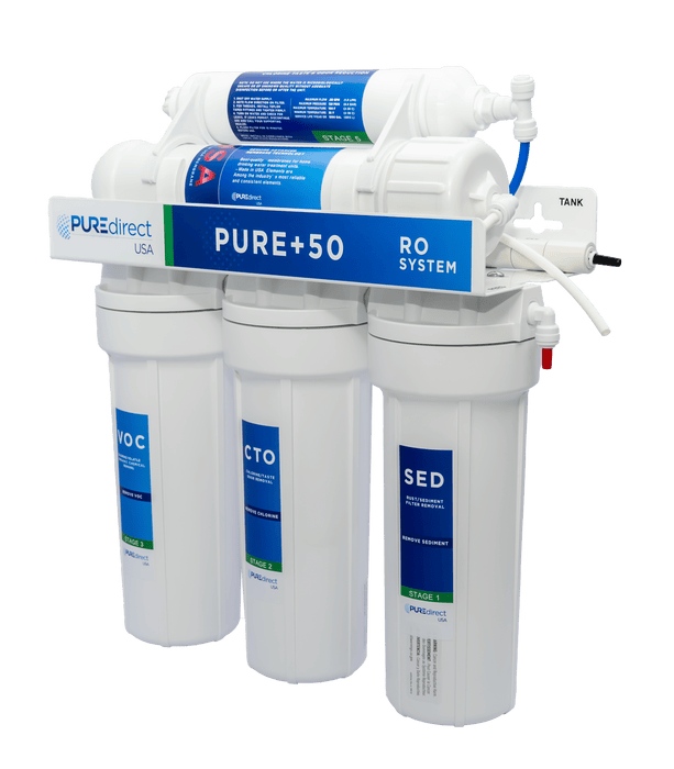 Drinking Water System PURE+50 Reverse Osmosis System - Designer Chrome Faucet Complete Reverse Osmosis System Pure Direct USA