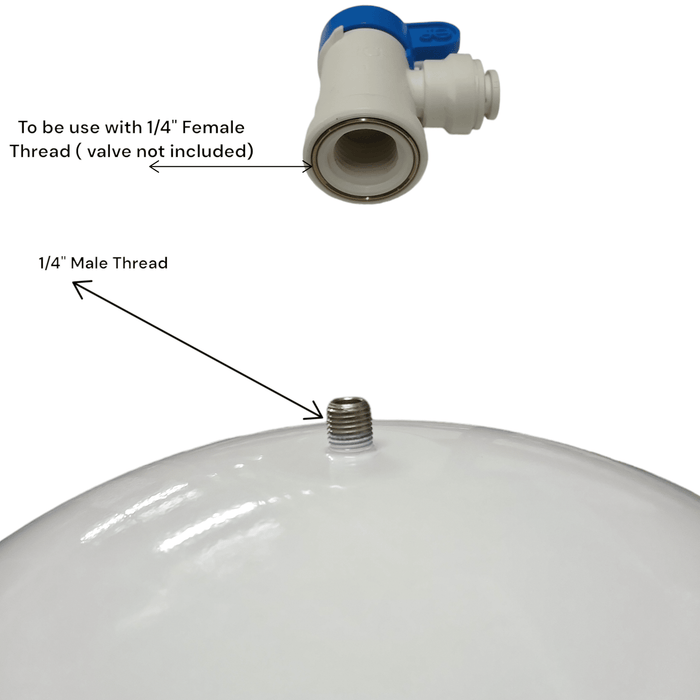 Reverse Osmosis Tank RO-132 4.4 Gallon White Metal With 1/4" Male Port Thread TKE-3200W 2 to 4 Gallon Storage Tanks TankPAC 