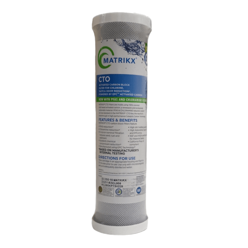 Matrikx 32-250-10-MATRIKX CTO 5-Micron 2.5" X 10" Chlorine/Taste/Odor, Sediment/Dirt/Rust 5 Micron For Chlorine/Taste/Odor KX MATRIKX 1 Pack 