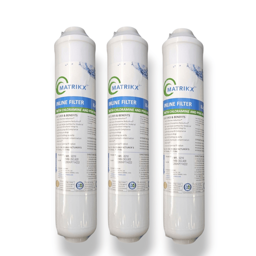 MATRIKX 32-MKX-0210 Inline Carbon Block Filter – 10" x 2", 5 Micron, 1/4" NPT, Chlorine Reduction KX Inline Filter 10" x 2" KX MATRIKX
