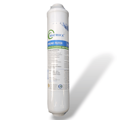MATRIKX 32-MKX-0210 Inline Carbon Block Filter – 10" x 2", 5 Micron, 1/4" NPT, Chlorine Reduction KX Inline Filter 10" x 2" KX MATRIKX 1 Pack 