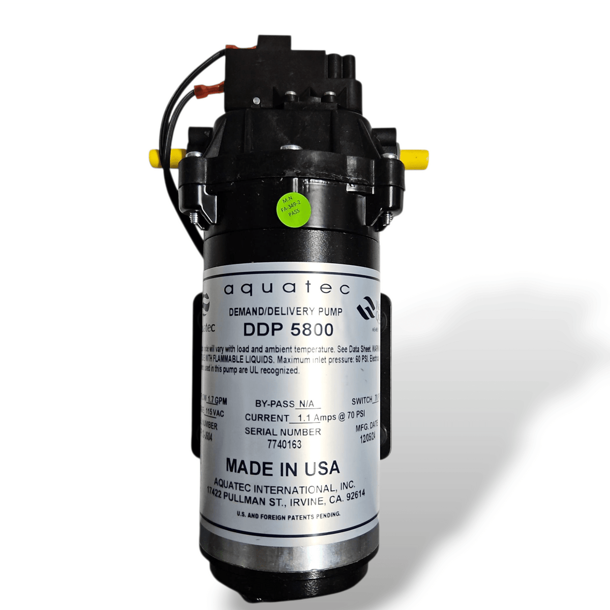 Aquatec 5852-7F12-J604 Delivery Pump 1.7GPM @ 70 PSI ; 3/8JG W/CORD