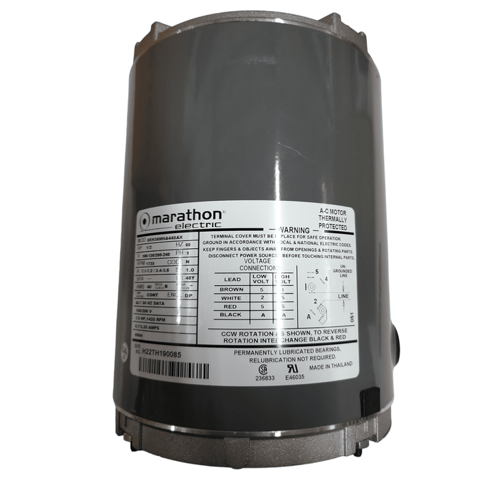 Marathon H684 48Y Frame Open Drip Proof 5KH36MNA445X Carbonator Pump Motor, 1/2 hp, 1800/1500 RPM, 100-120/200-240 VAC, 1 Split Phase, 2 Speeds, Ball Bearing, Rigid Base Motors Marathon Motors 