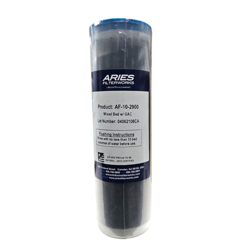 Aries DI 4 Mixed Bed-GAC Filter Cartridge ( AF-10-2900) 2.5"x10" Clear DI DEIONIZER H-Purity / 2.5" By 10" Aries 