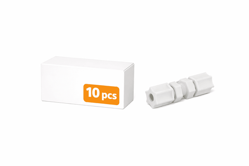 Jaco 20-4-P-PG- Polypropylene Bulkhead Union 1/4" OD Tube x 1/4" OD Tube (204PPG) Polypropylene Bulkhead Union Jaco 10-Pack 