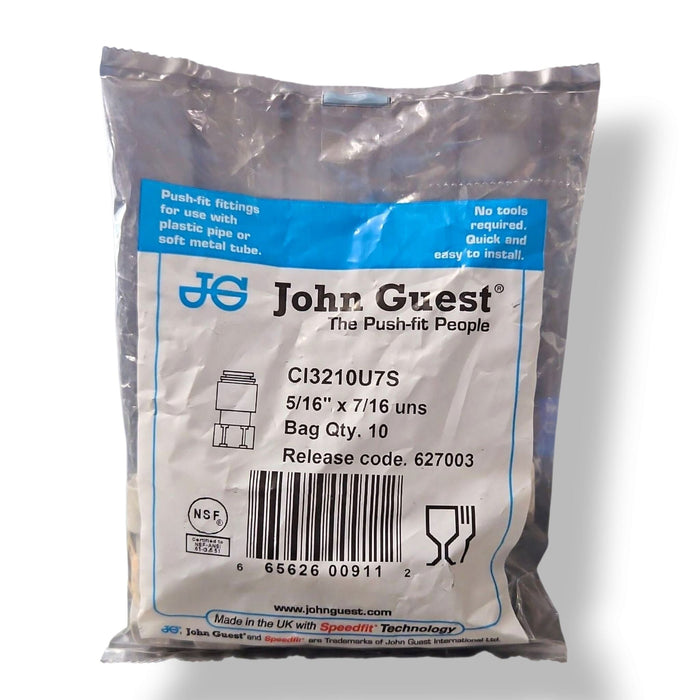 John Guest CI3210U7S Faucet Connector UNS - 5/16" x 7/16" UNS FAUCET CONNECTOR UNS Grey Acetal JOHN GUEST 