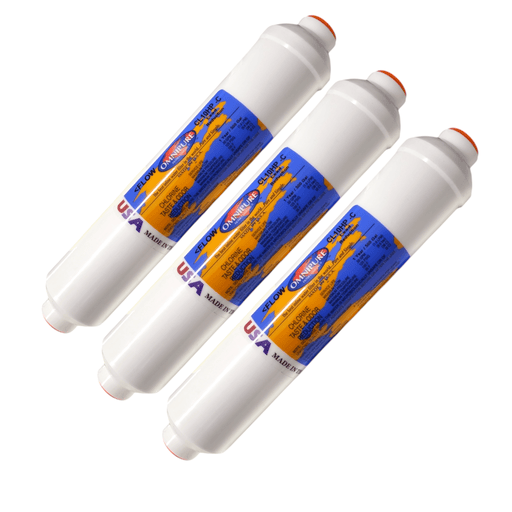 Omnipure CL10HP-C GAC Inline Filter Lead Reduction - 10 x 2 3/8" FPT GAC| Chlorine |3/8" Female FPT Omnipure 3 Pack 