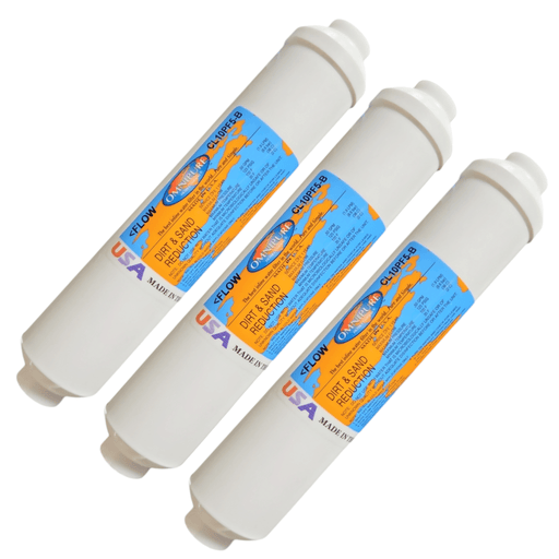 Omnipure CL10PF25-B Dirt & Sand Reduction 10"x 2" for 1/4" NPT Dirt & Sand Removal 1/4"FPT Omnipure 3 Pack