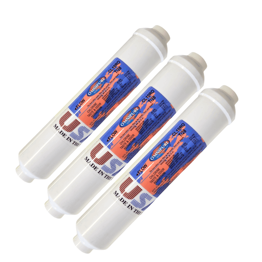Omnipure CL10ROT28-A GAC Inline Filter, Carbon GAC - 10 x 2 1/8"NPT GAC| Chlorine |1/8" Female FPT Omnipure 3 Pack 