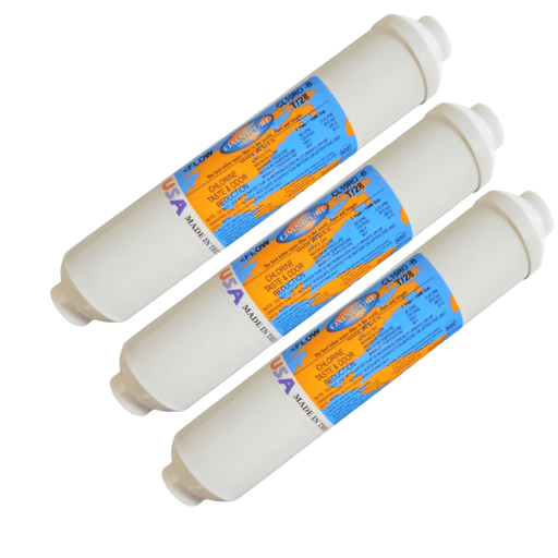 Omnipure CL10ROT/28-B GAC Inline Filter, Carbon GAC - 10 x 2 1/4 FPT Filter GAC| Chlorine |1/4" Female FPT Omnipure 3 Pack 