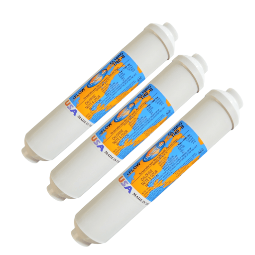 Omnipure CL10ROT/40-B GAC Inline Filter, Carbon GAC - 10 x 2 1/4 FPT Filter GAC| Chlorine |1/4" Female FPT Omnipure 3 Pack 