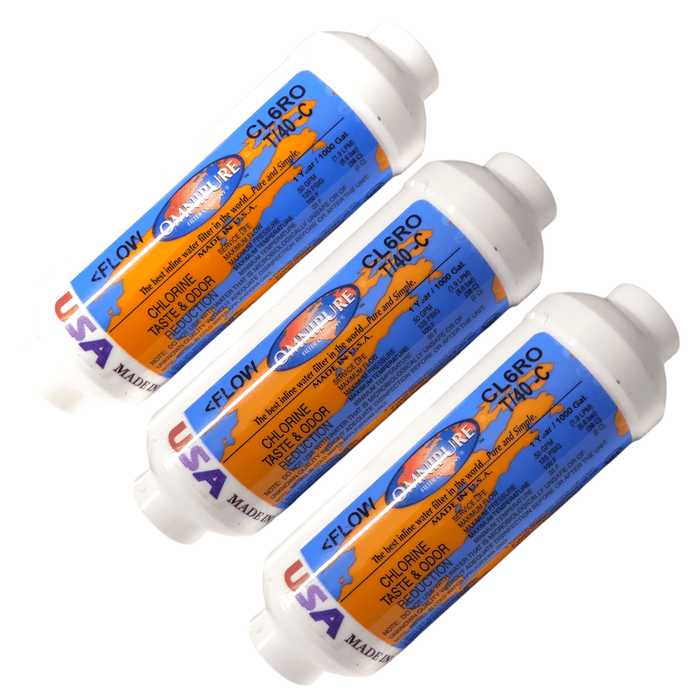 Omnipure CL6ROT/40-C Carbon filter for Chlorine and Taste 6"x 2" for 3/8" FPT GAC/Chlorine /Taste 1/4" FPT & 3/8"FPT Omnipure 3 Pack 