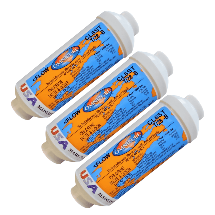 Omnipure CL6ST/28-B Carbon filter for Chlorine and Taste 6"x 2" for 1/4" FPT GAC/Chlorine /Taste 1/4" FPT & 3/8"FPT Omnipure 3 Pack 