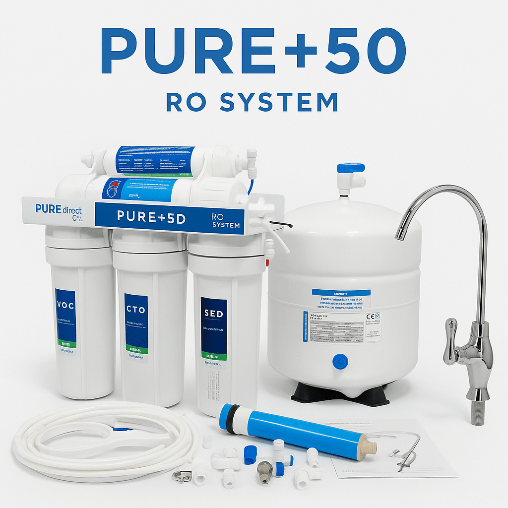 Drinking Water System PURE+50 Reverse Osmosis System - Designer Chrome Faucet Complete Reverse Osmosis System Pure Direct USA 