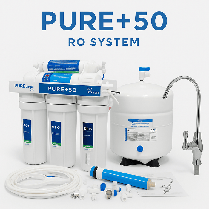 Drinking Water System PURE+50 Reverse Osmosis System - Designer Chrome Faucet Complete Reverse Osmosis System Pure Direct USA 