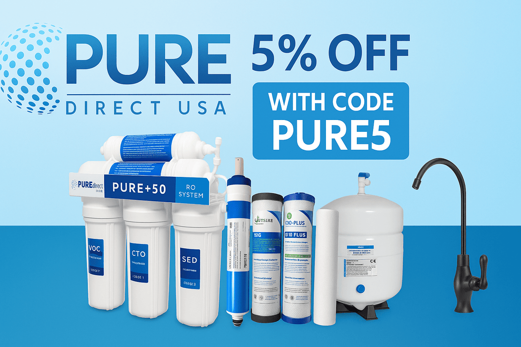 Drinking Water System PURE+50 Reverse Osmosis System - Designer Chrome Faucet Complete Reverse Osmosis System Pure Direct USA 