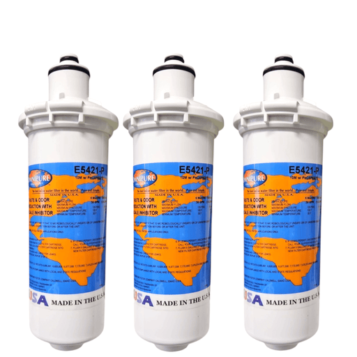 Omnipure E5421-P 8"x2.5" E-Series 10Mic Carbon Block Phosphate Scale Inhibitor Filter Carbon + Phosphate|Chlorine & Scale Inhibitor 8" Omnipure 3 Pack 