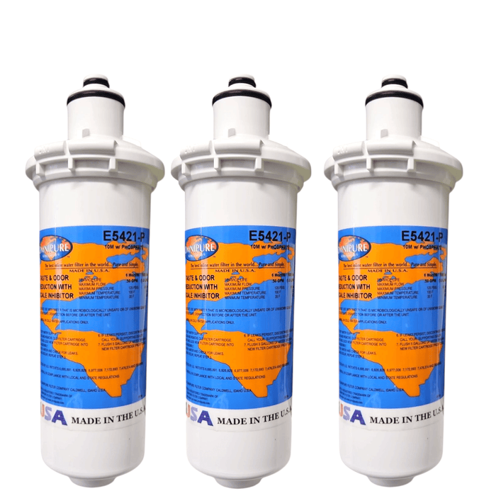 Omnipure E5421-P 8"x2.5" E-Series 10Mic Carbon Block Phosphate Scale Inhibitor Filter Carbon + Phosphate|Chlorine & Scale Inhibitor 8" Omnipure 3 Pack 
