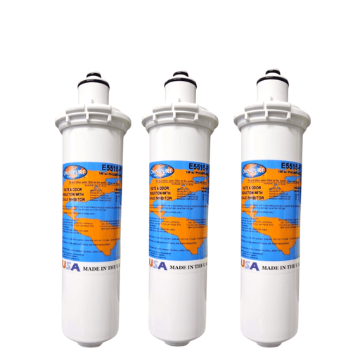 Omnipure E5515-P 10"x2.5" E-Series 1 Mic Carbon Block Phosphate Scale Inhibitor Filter Carbon + Phosphate|Chlorine & Scale Inhibitor 10" Omnipure 3 Pack