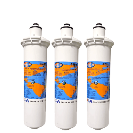 Omnipure E5515 10"x2.5" E-Series 1 Mic Carbon Block Lead and Cyst Reduction Carbon + Phosphate|Chlorine & Scale Inhibitor 10" Omnipure 3 Pack