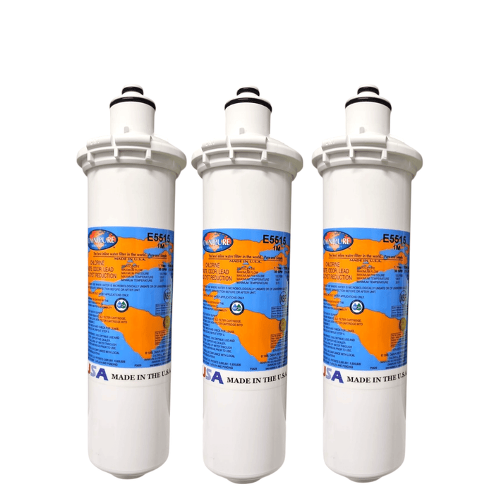 Omnipure E5515 10"x2.5" E-Series 1 Mic Carbon Block Lead and Cyst Reduction Carbon + Phosphate|Chlorine & Scale Inhibitor 10" Omnipure 3 Pack 