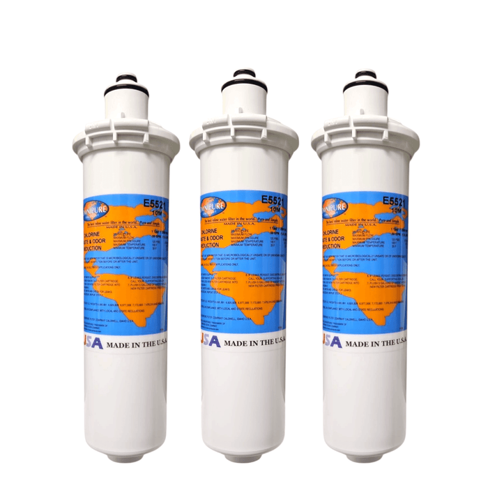 Omnipure E5521 10"x2.5" E-Series 10 Mic Carbon Block Filter Carbon| Chlorine Taste & Reduction 10" Omnipure 3 Pack 