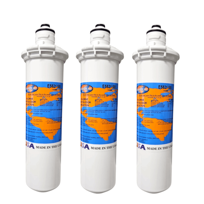 Omnipure E5521 SB Water Filter 10"x2.5" Diameter E-Series Carbon Block 10M E-Series|Carbon Filters|10"length Omnipure 3 Pack 