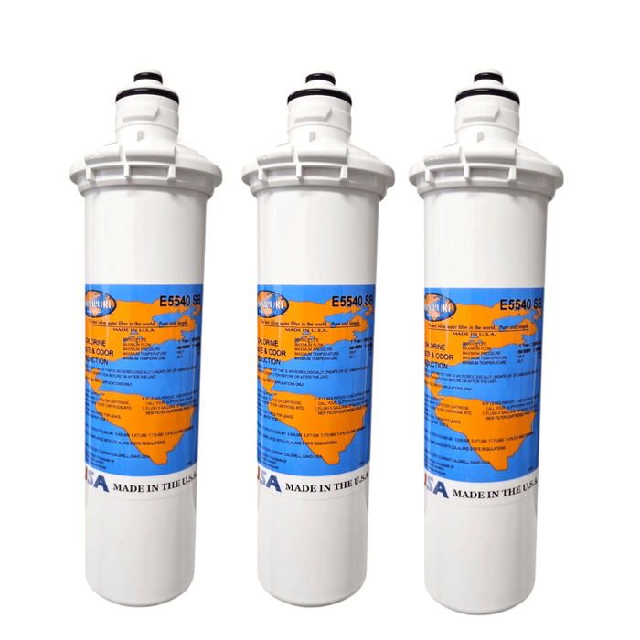 Omnipure E5540 SB Water Filter 10"x2.5" Diameter E-Series Carbon Block E-Series|Carbon Filters|10"length Omnipure 3 Pack 