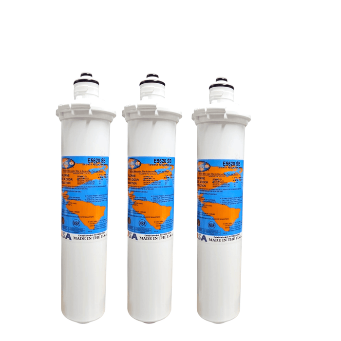 Omnipure E5620 SB 12"x2.5" E-Series 1Mic Carbon Block; S-54/H-54 Carbon + Phosphate|Chlorine & Scale Inhibitor 12" Omnipure 3 Pack 