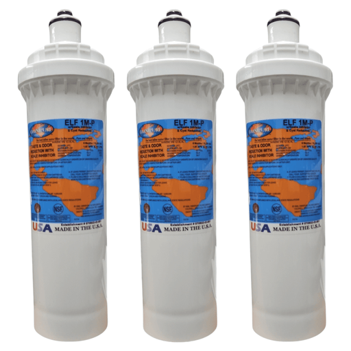 ELF 1M-P Omnipure 4" x 12.5" 1 Mic Carbon Block Filter (Everpure-Compatible) ELF | Carbon| Chlorine Reduction Omnipure 3 Pack 